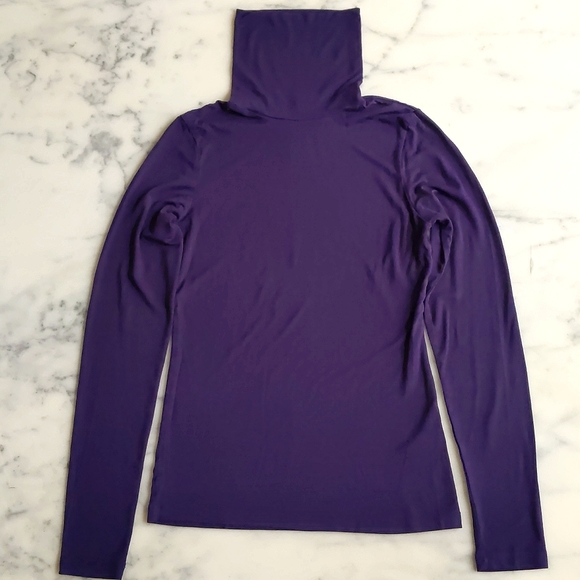 NWOT. H&M Rayon and Spandex Dark Purple Long Sleeve Turtleneck Top. - Picture 3 of 4